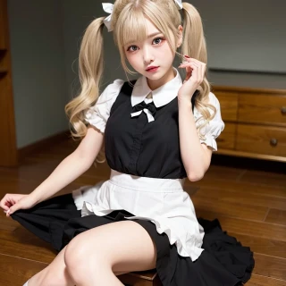 twin tails, high quality, beautiful girl, Masterpiece, maid outfit